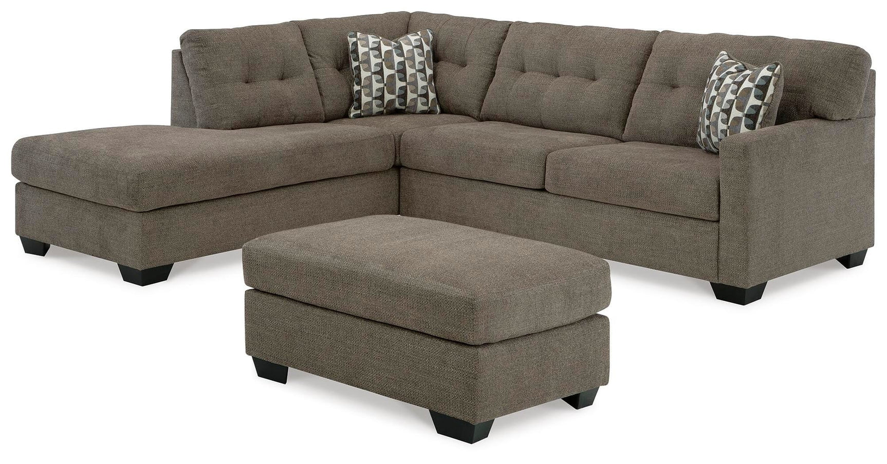 Mahoney Chocolate 2-Piece Sectional with Ottoman - image 2