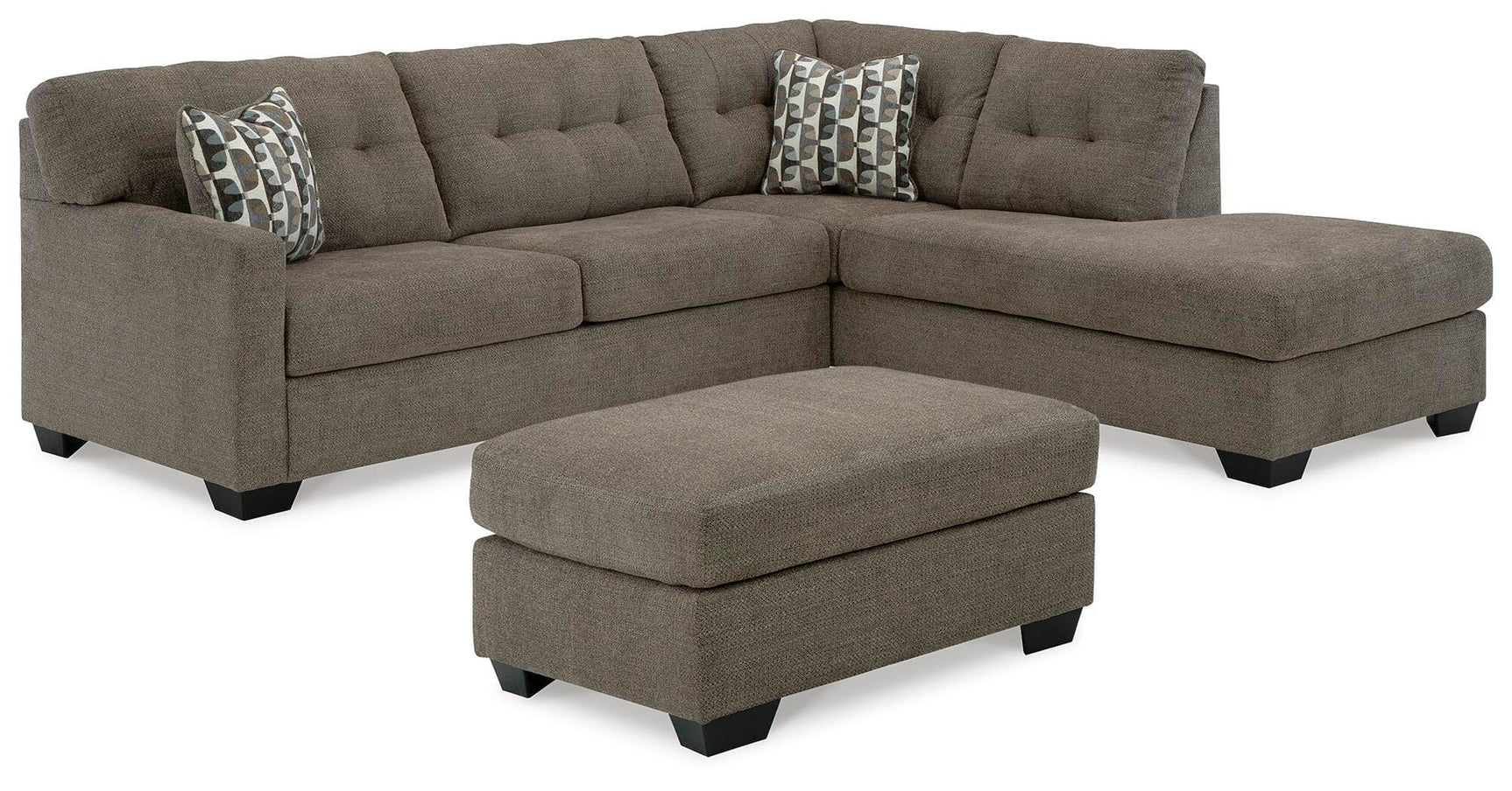 Mahoney Chocolate 2-Piece Sectional with Ottoman - image 2