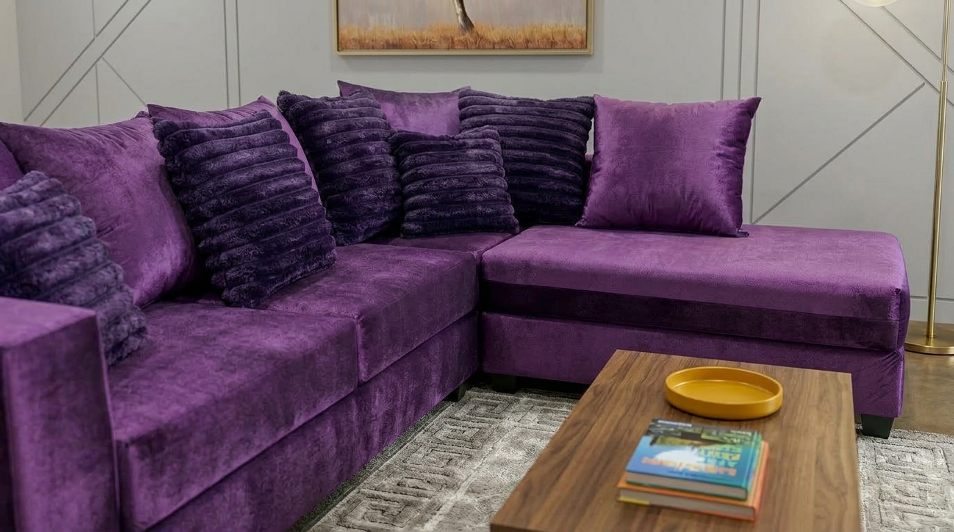 Kora Purple 2-Piece Fabric Sectional Sofa view 2