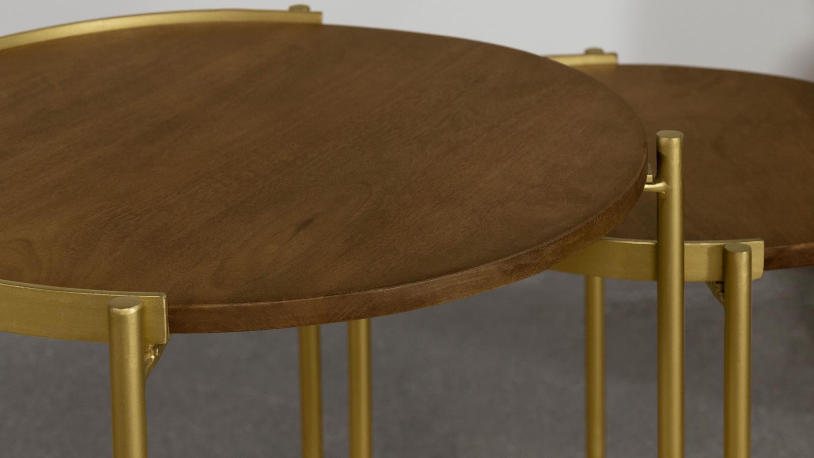 Full set of Malka 2-piece nesting tables positioned in living room