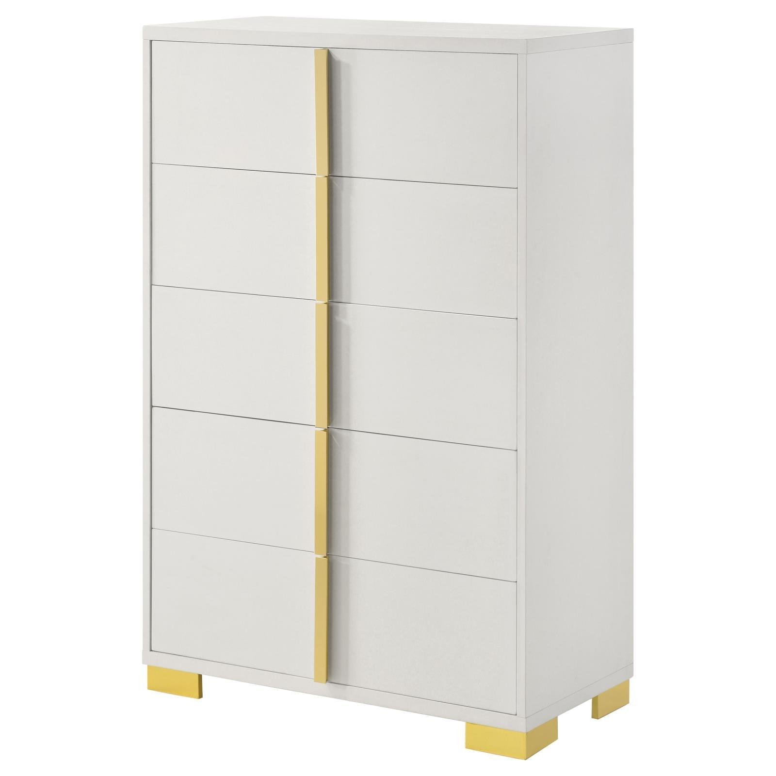 Top view of Marceline 5-Drawer White Chest showing smooth surface