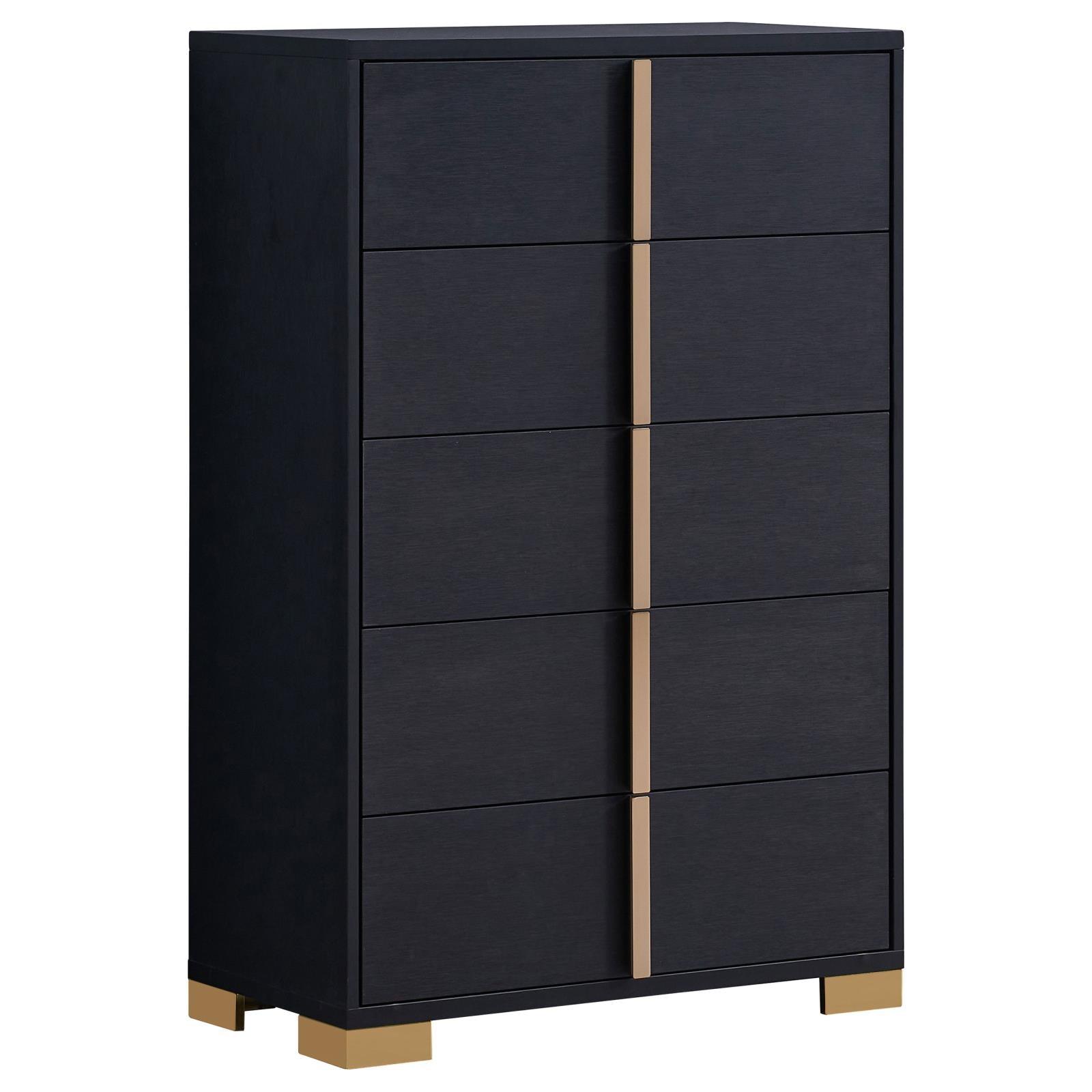 Marceline twin bedroom set with LED headboard in black, shown from front angle