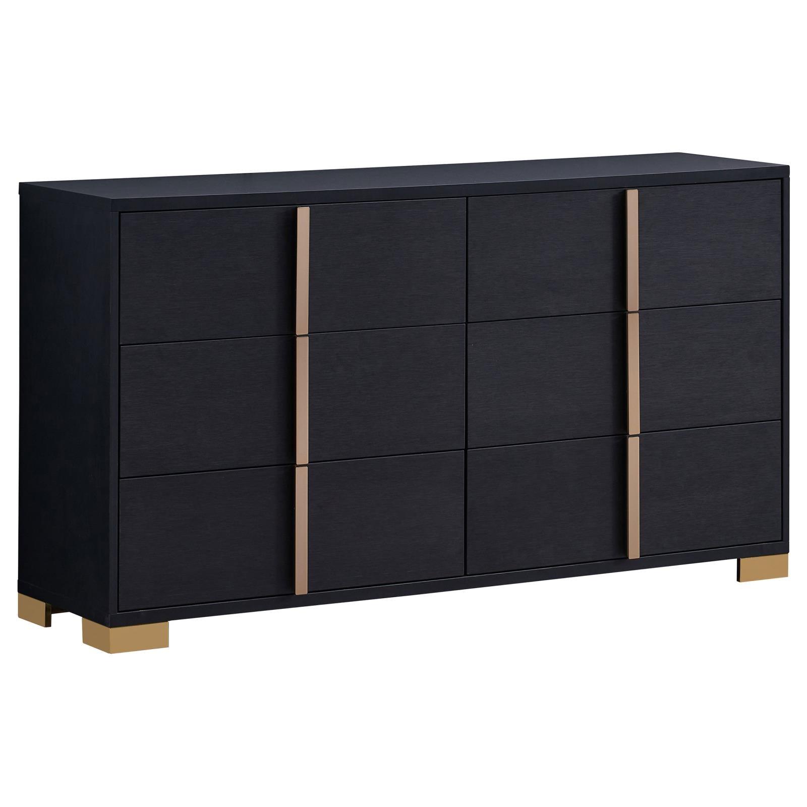 Marceline twin bedroom set with LED headboard in black, shown from front angle