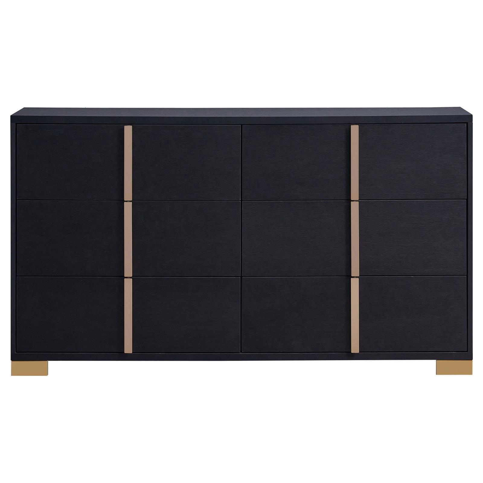 Marceline twin bedroom set with LED headboard in black, shown from front angle