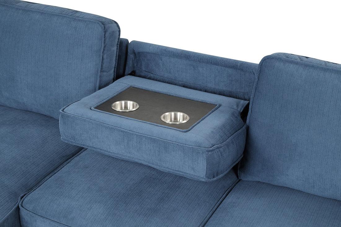 angled side view of Marcos grey sectional sofa