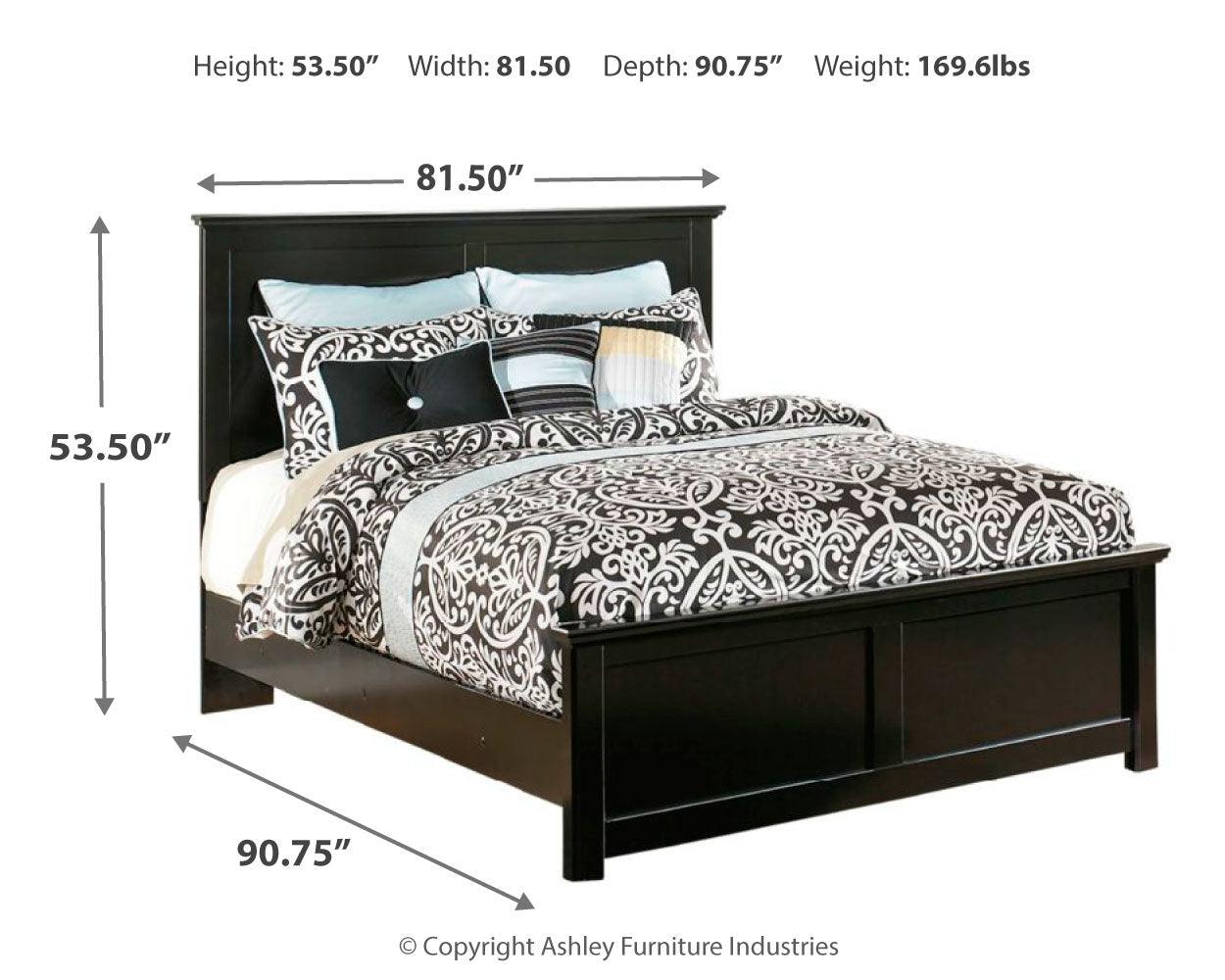 Side view of Maribel Black Panel Bedroom Set bed