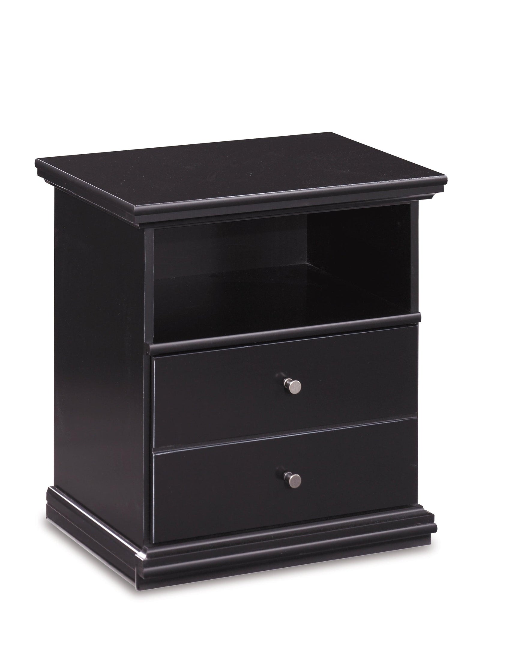 Bedroom view of Maribel Black Panel Bedroom Set bed