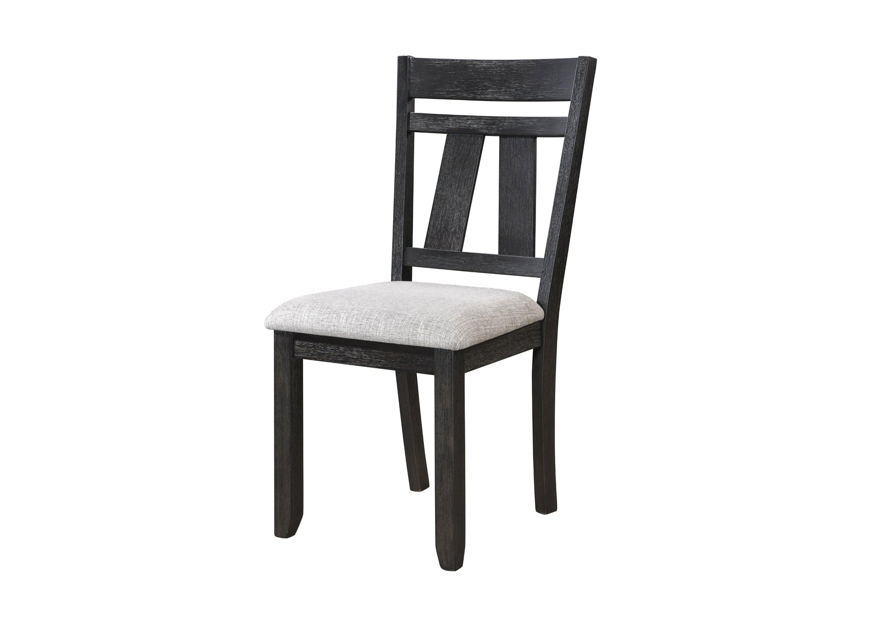 Side view of upholstered dining chair showing cushion thickness
