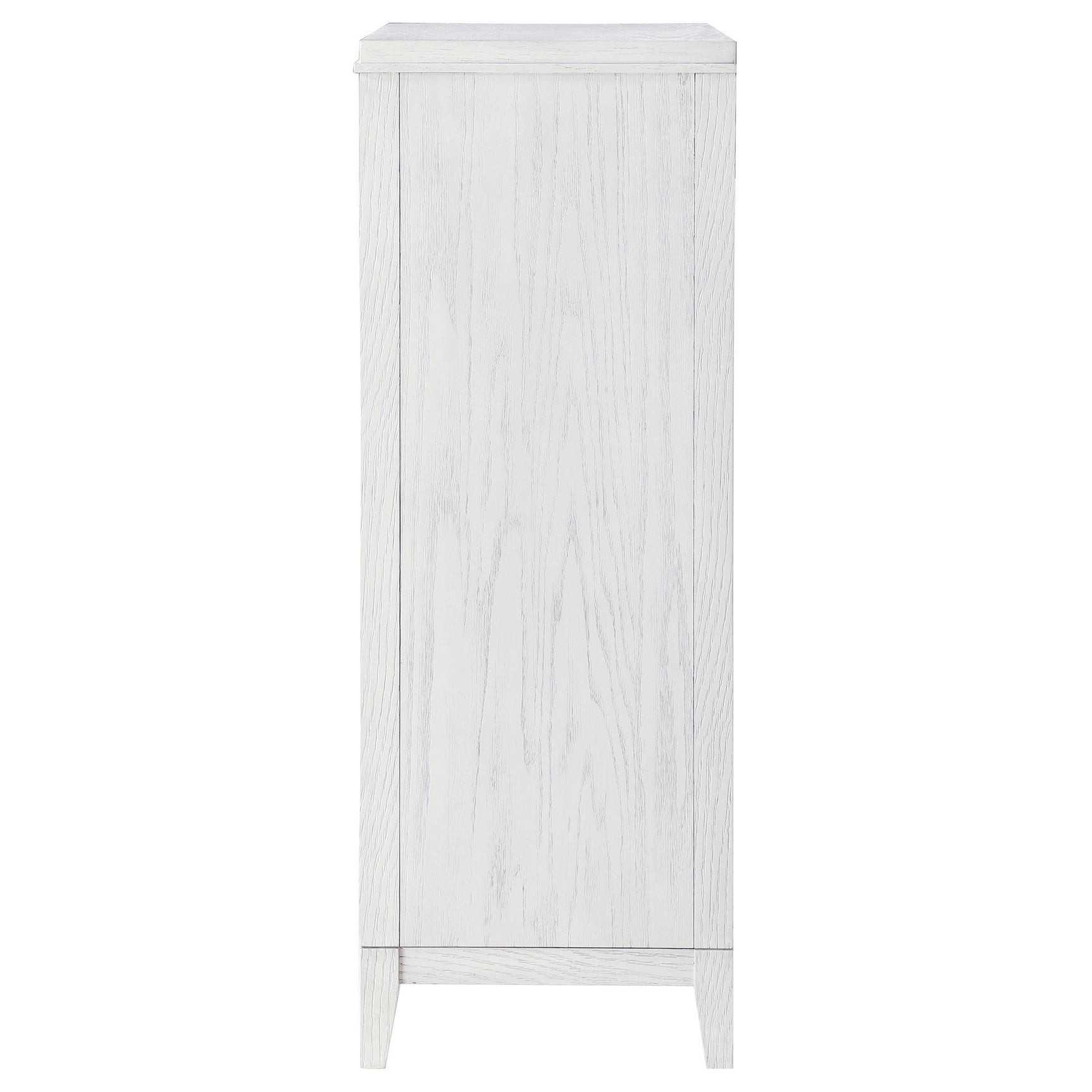 Marielle 5-drawer bedroom chest distressed white pull handle close-up