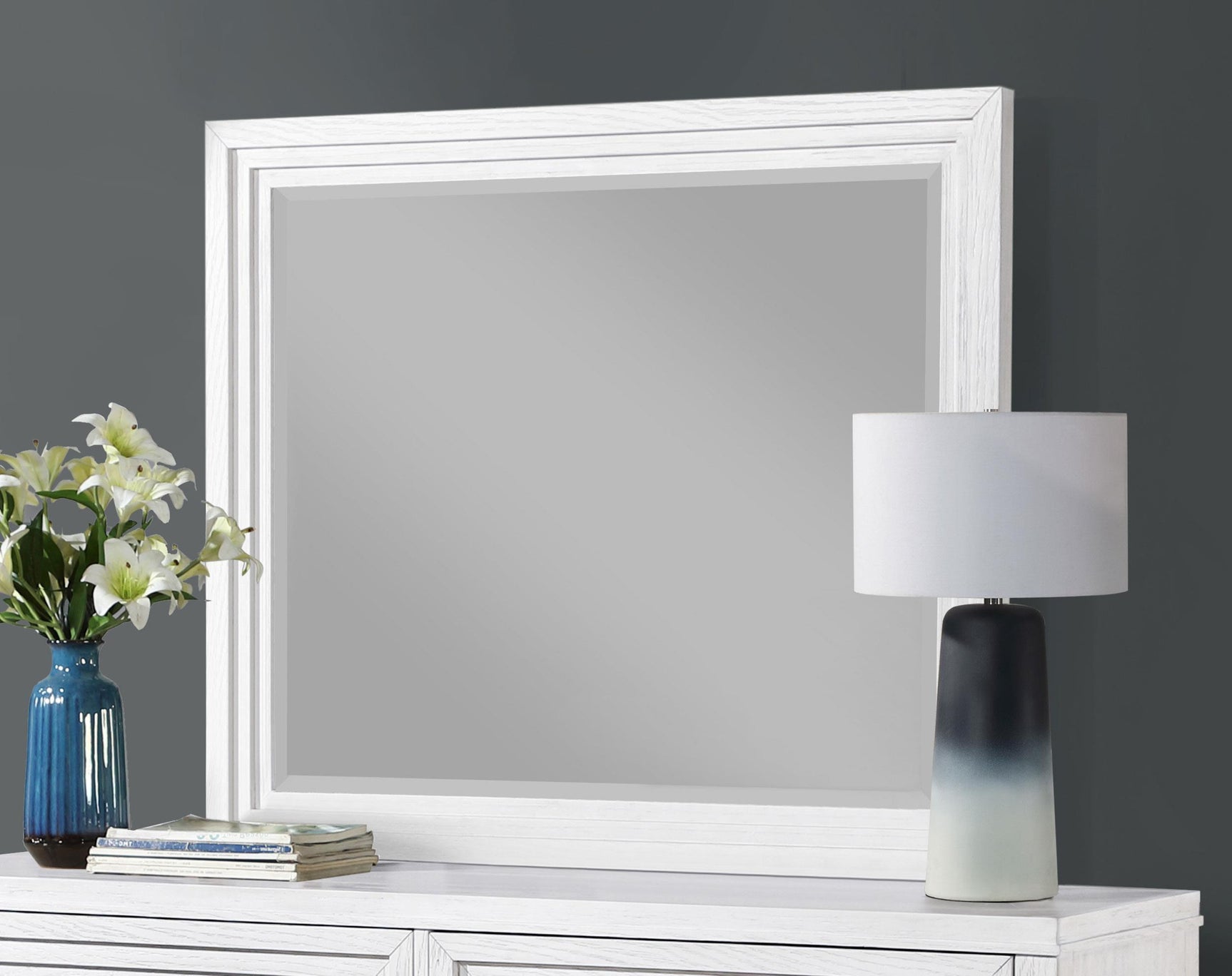 Beveled edge detail on Marielle dresser mirror