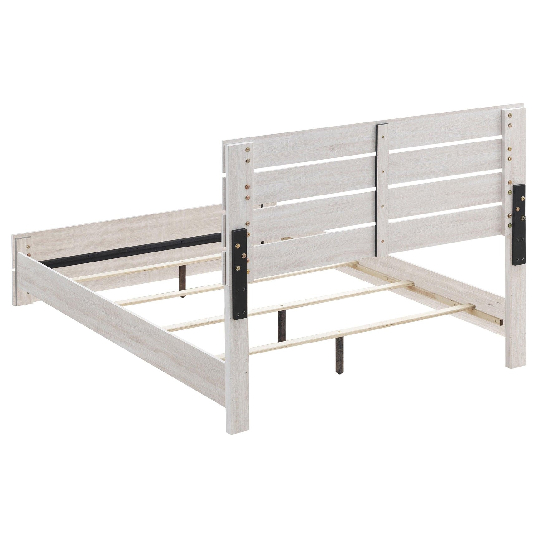 Side perspective of Marion Coastal White bedroom bed
