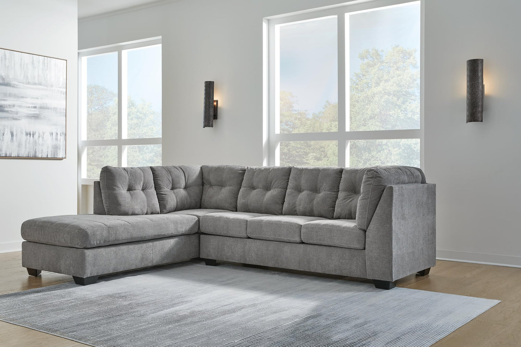 Marleton Gray 2-Piece Sleeper Sectional with Ottoman - image 9