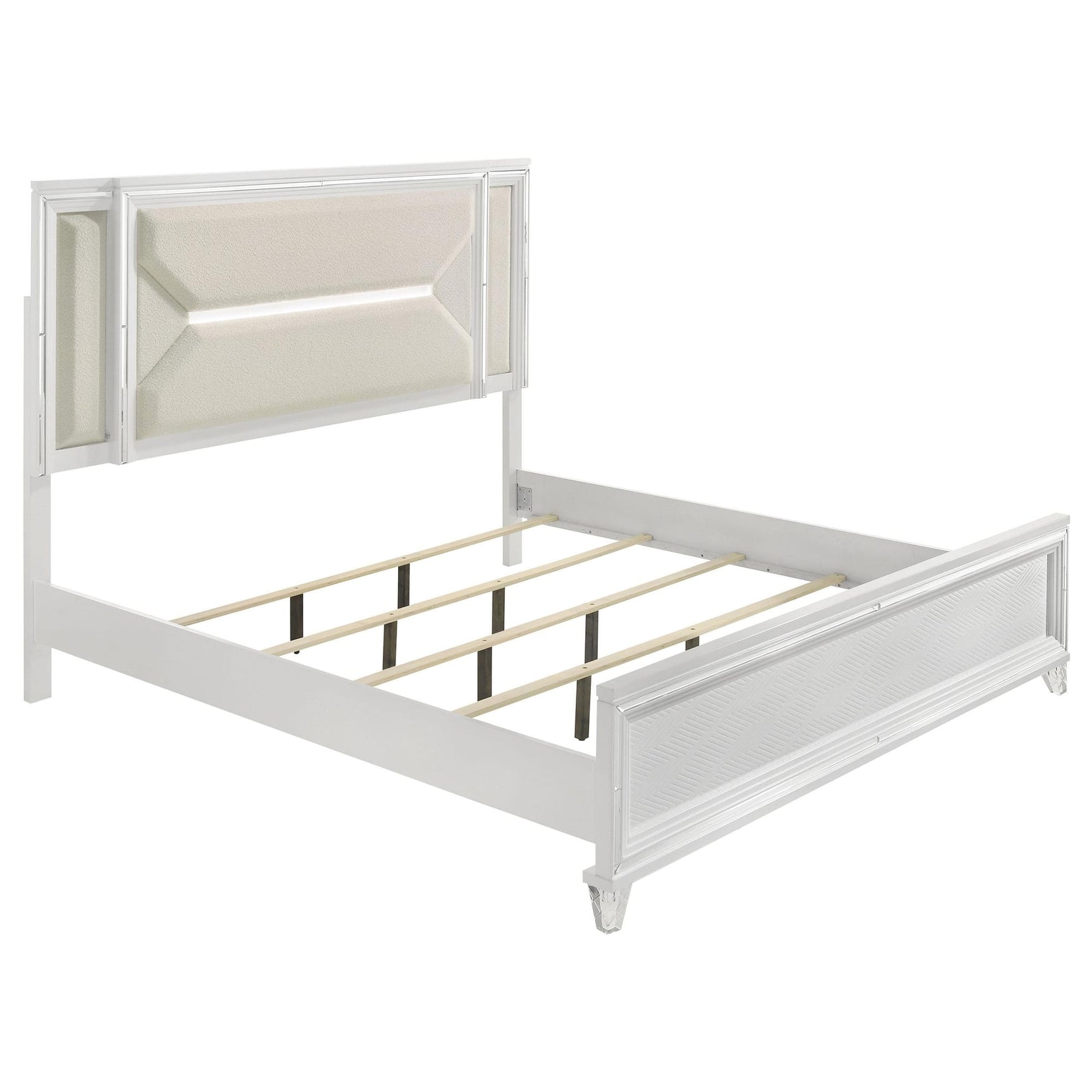 Marmore 64-inch Queen Panel Bed LED Headboard White from Decor Furniture