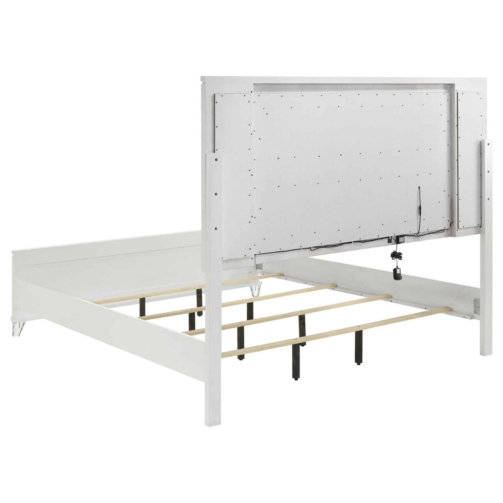 Marmore 64-inch Queen Panel Bed LED Headboard White view 4