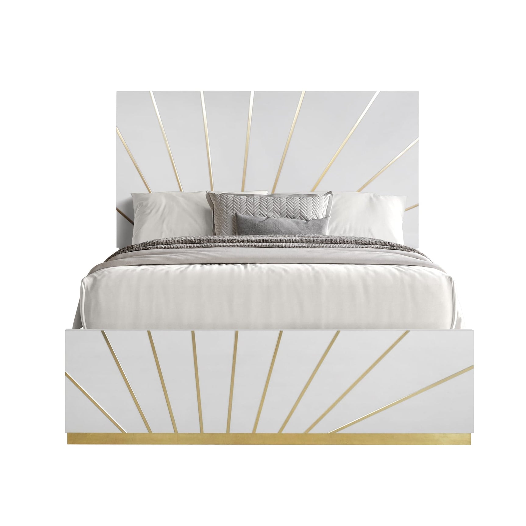 Martina White Bedroom Set with Gold Accent and LED view 2