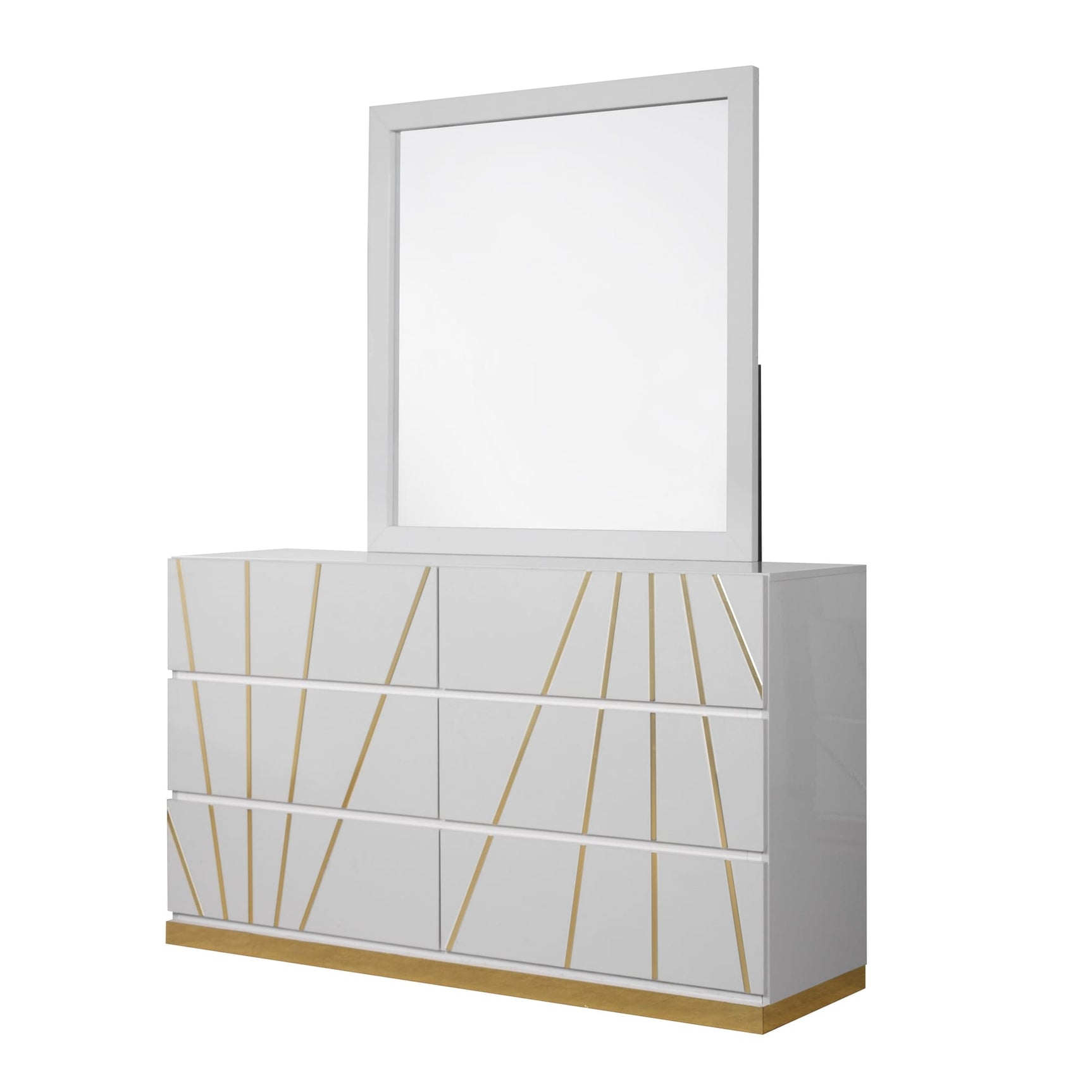 Martina White Bedroom Set with Gold Accent and LED view 7