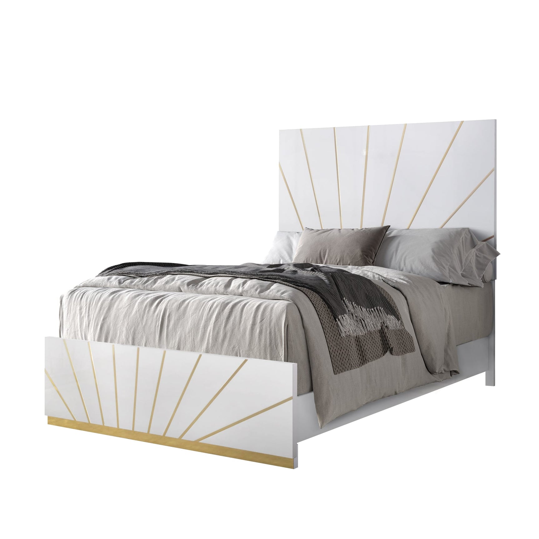 Martina White Bedroom Set with Gold Accent and LED view 10