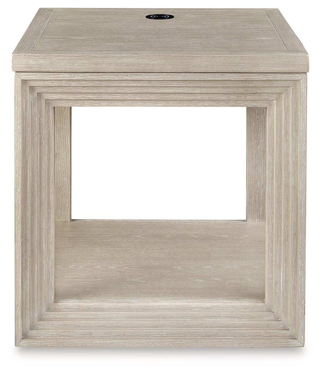 Marxhart Bisque End Table close-up on wireless charging area