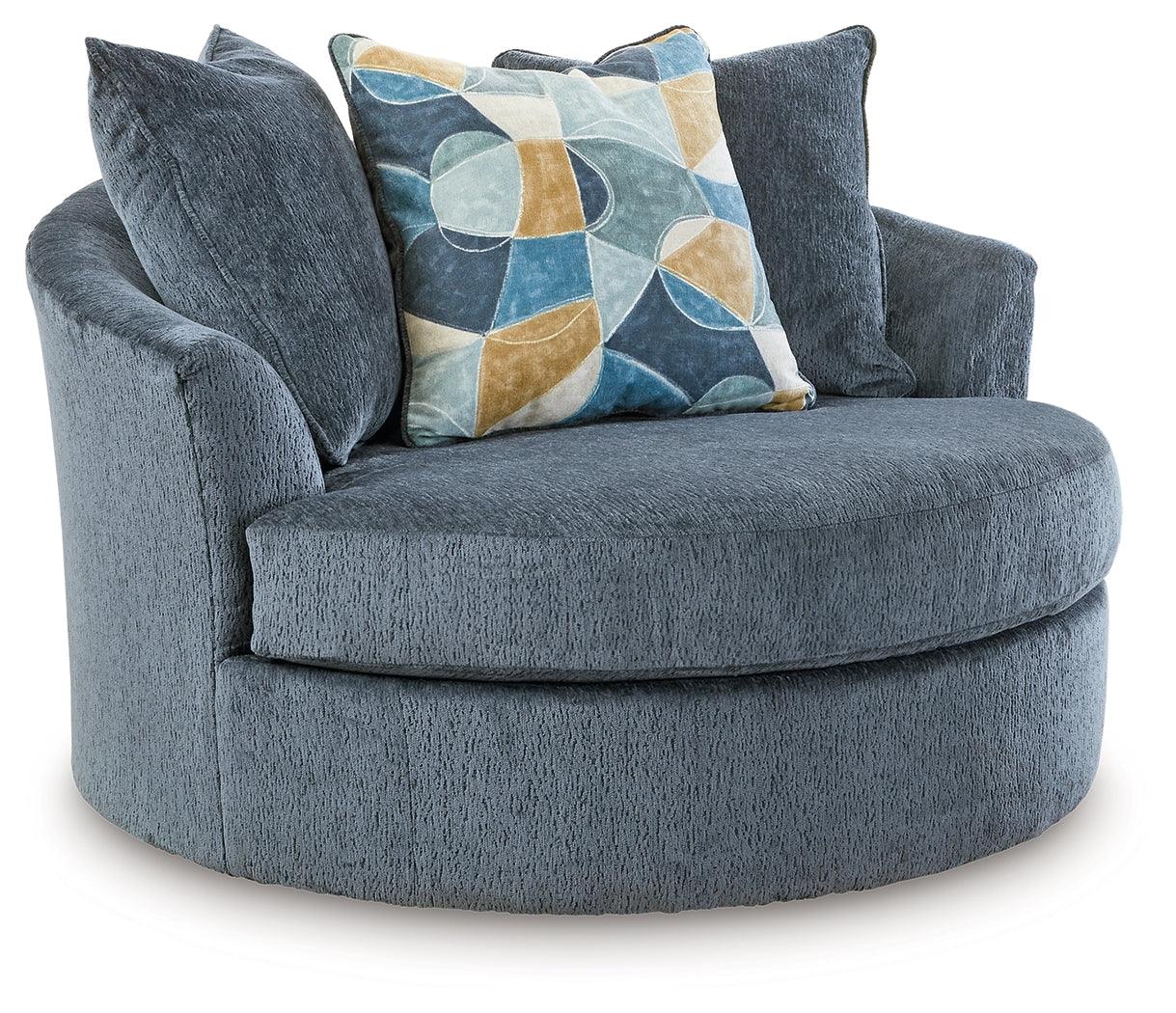 Maxon Place Navy Chenille Swivel Accent Chair side profile