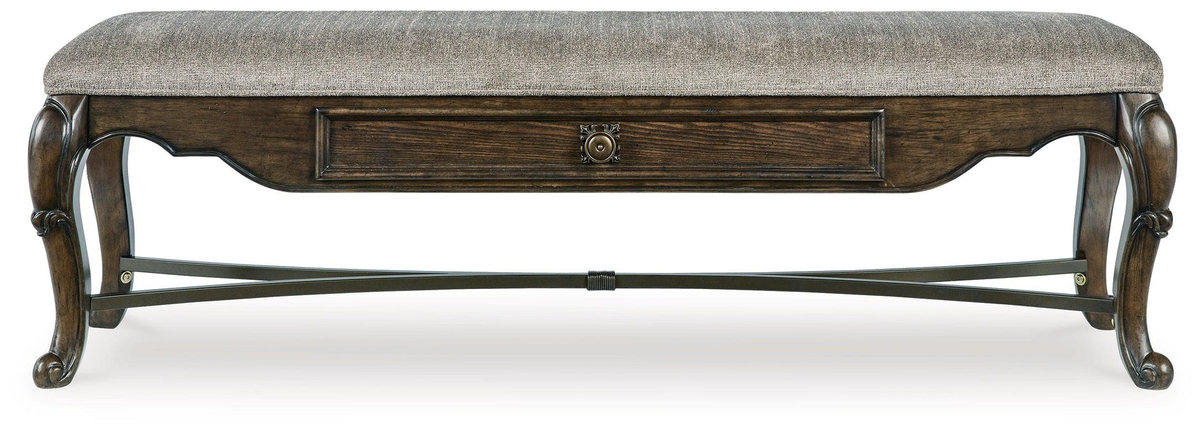 View of smooth-gliding storage drawer open, showing finished interior