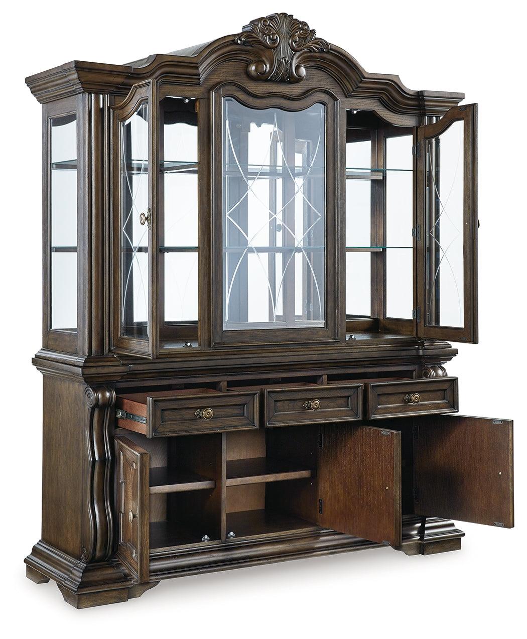 Maylee dining buffet with drawers open