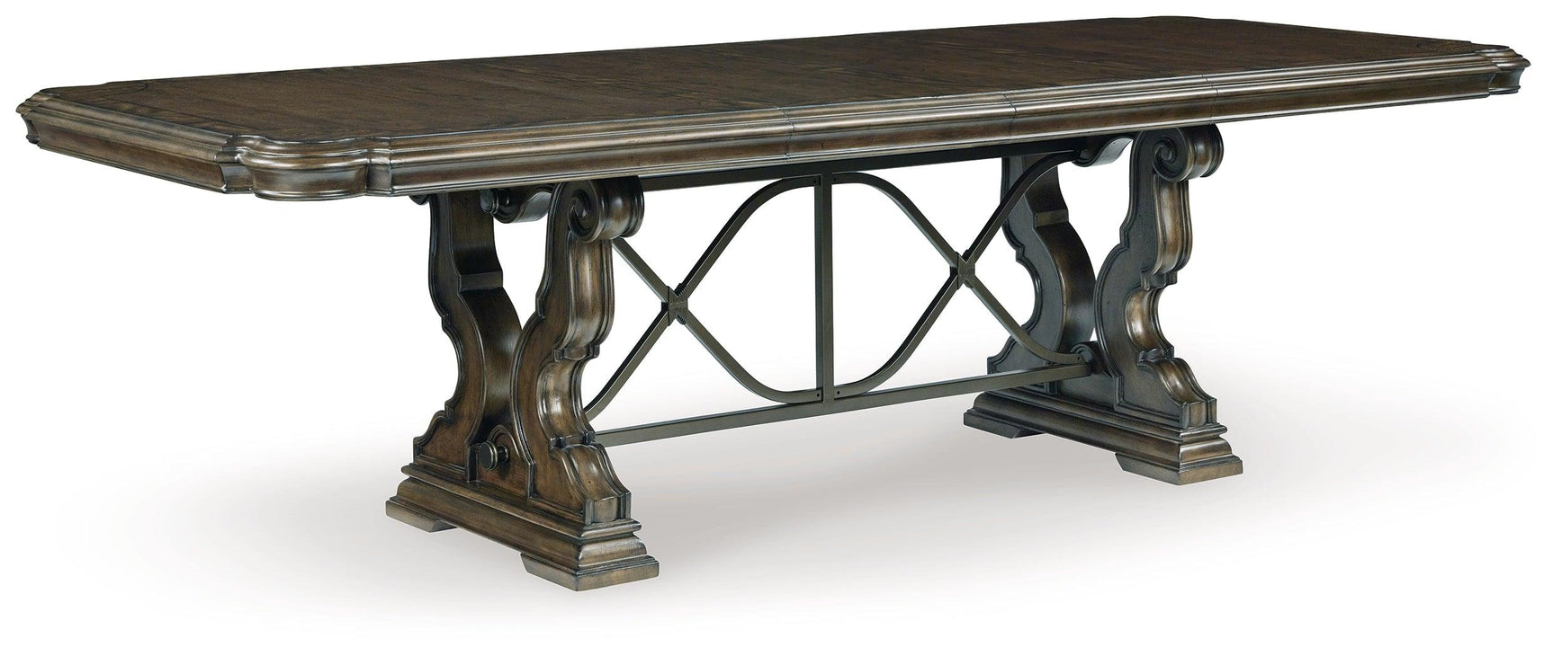 Maylee Dining Table extended with leaf inserted