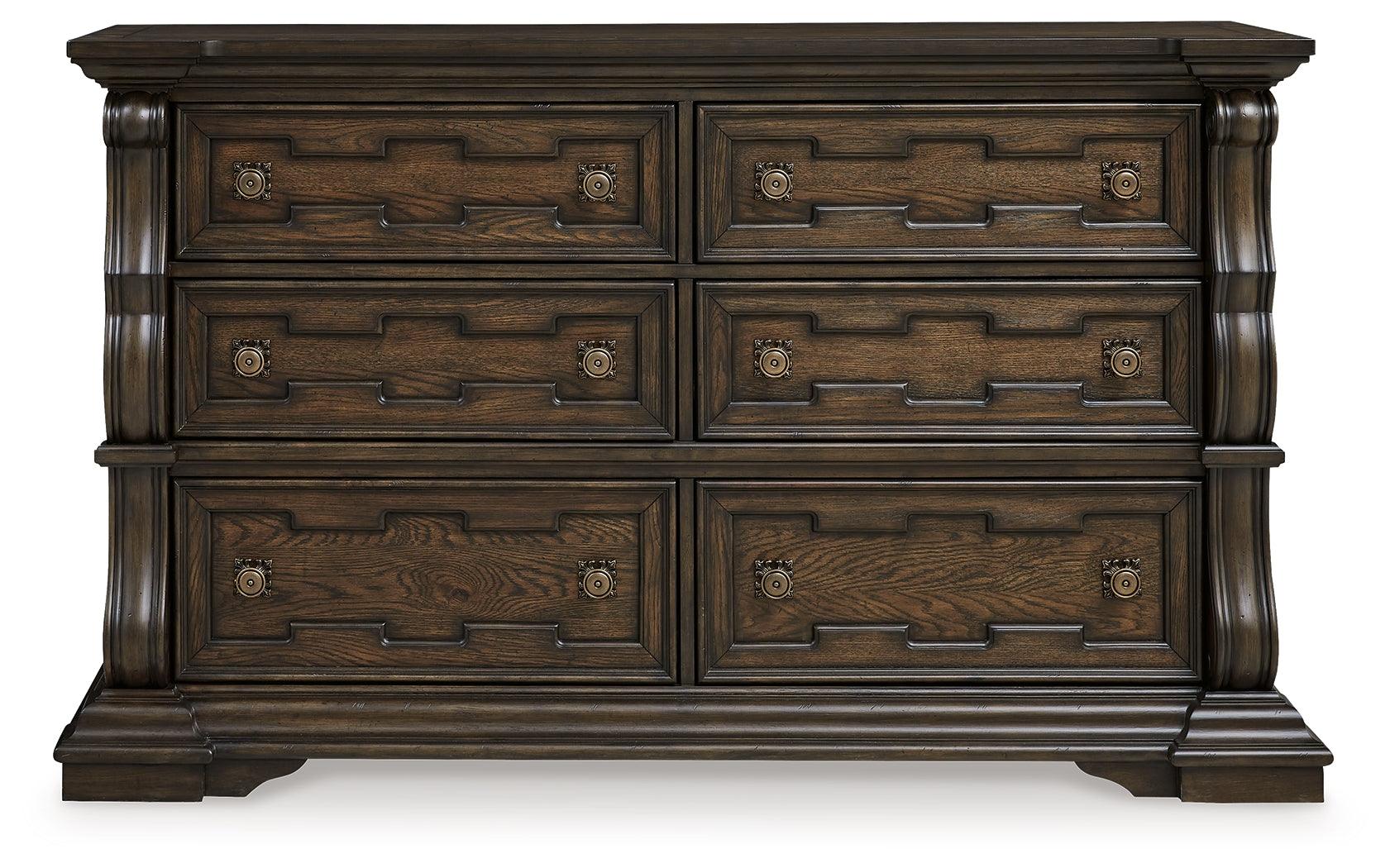 Maylee Dark Brown Dresser antique goldtone pulls