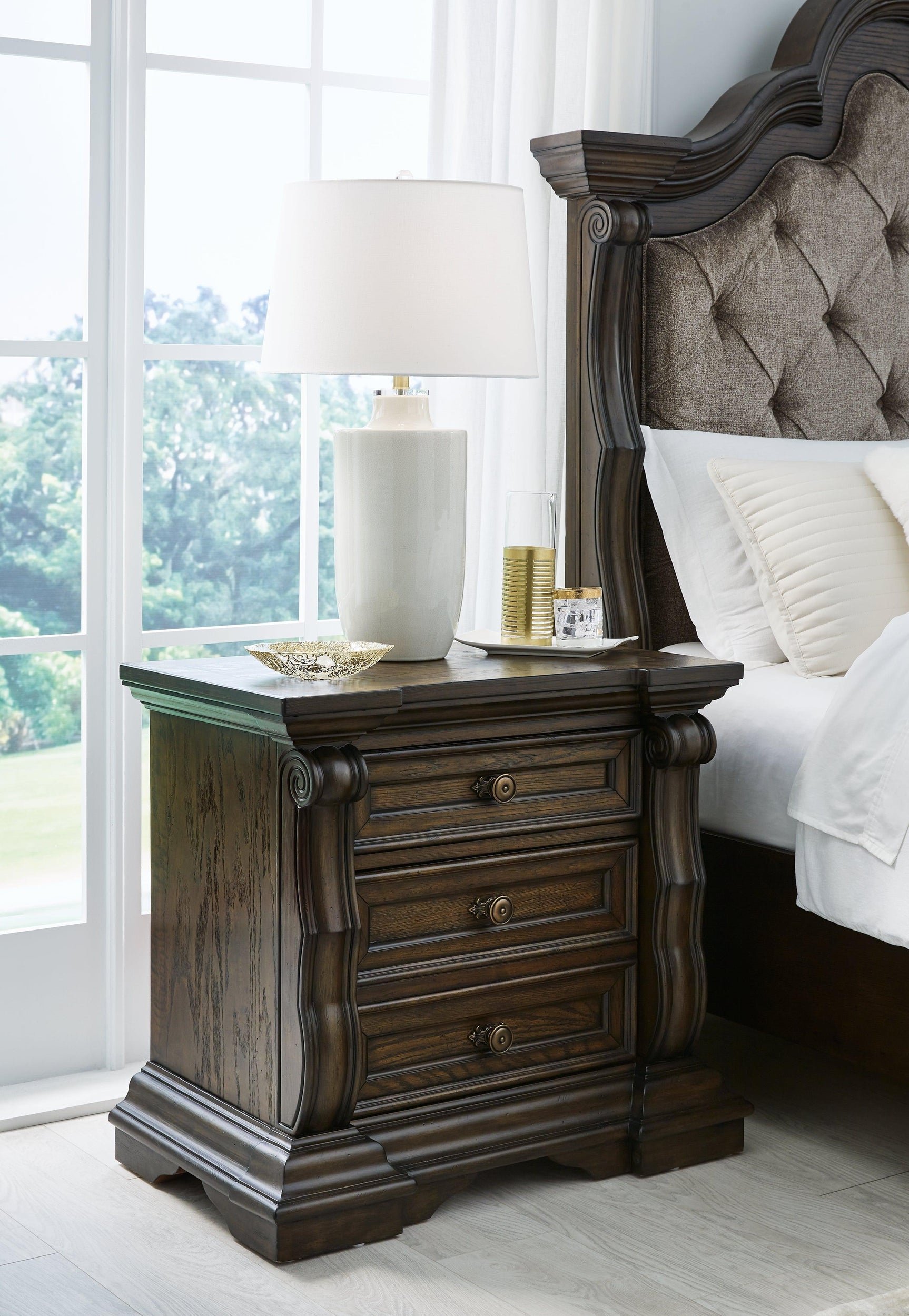 Maylee Nightstand drawers open showing interior