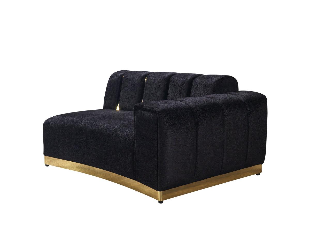 Michelle Black Velvet Curved Sectional sofa in living room