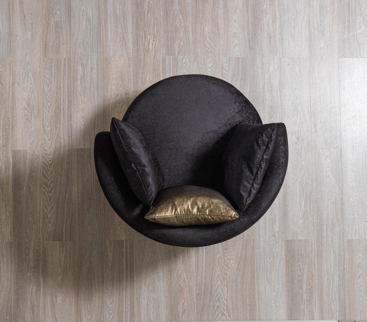 Michelle Black Velvet Curved Sectional sofa in living room