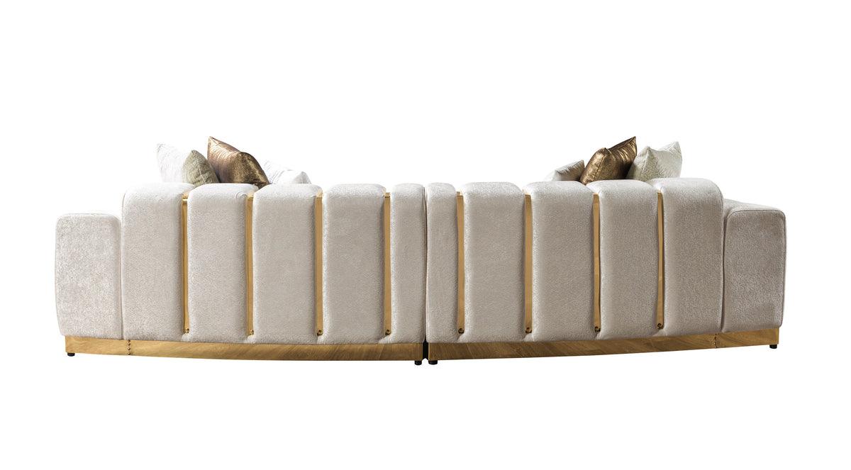 Michelle Ivory Velvet Curved Sectional sofa main angled view
