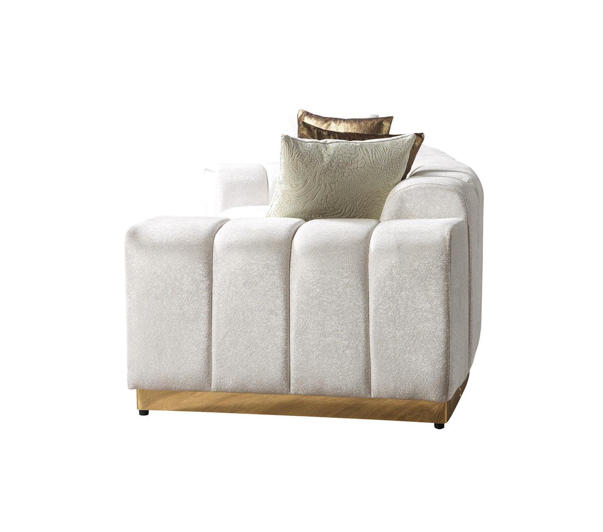 Michelle Ivory Velvet Curved Sectional sofa main angled view