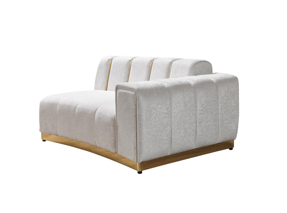 Michelle Ivory Velvet Curved Sectional sofa main angled view
