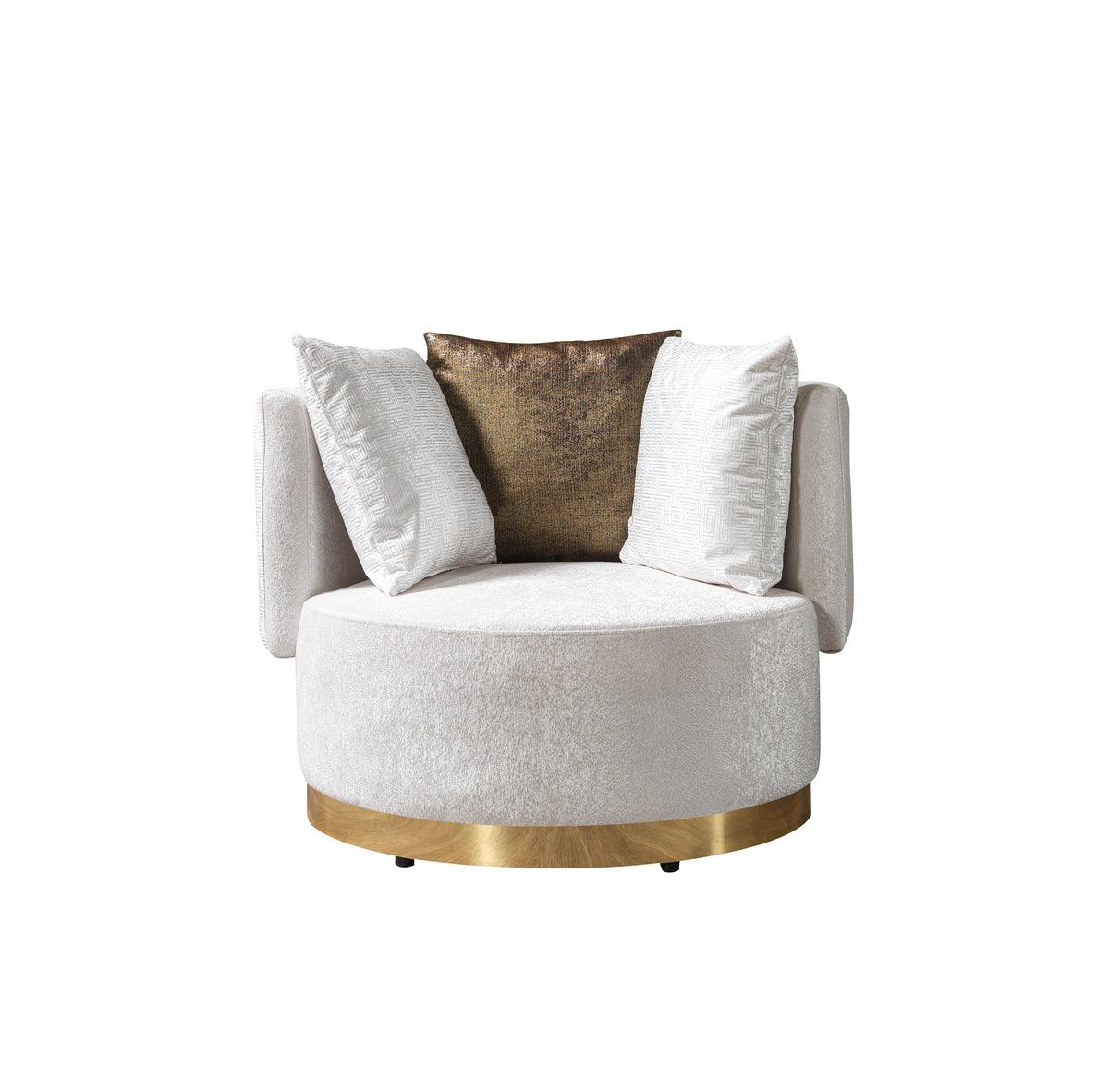 Michelle Ivory Velvet Curved Sectional sofa main angled view
