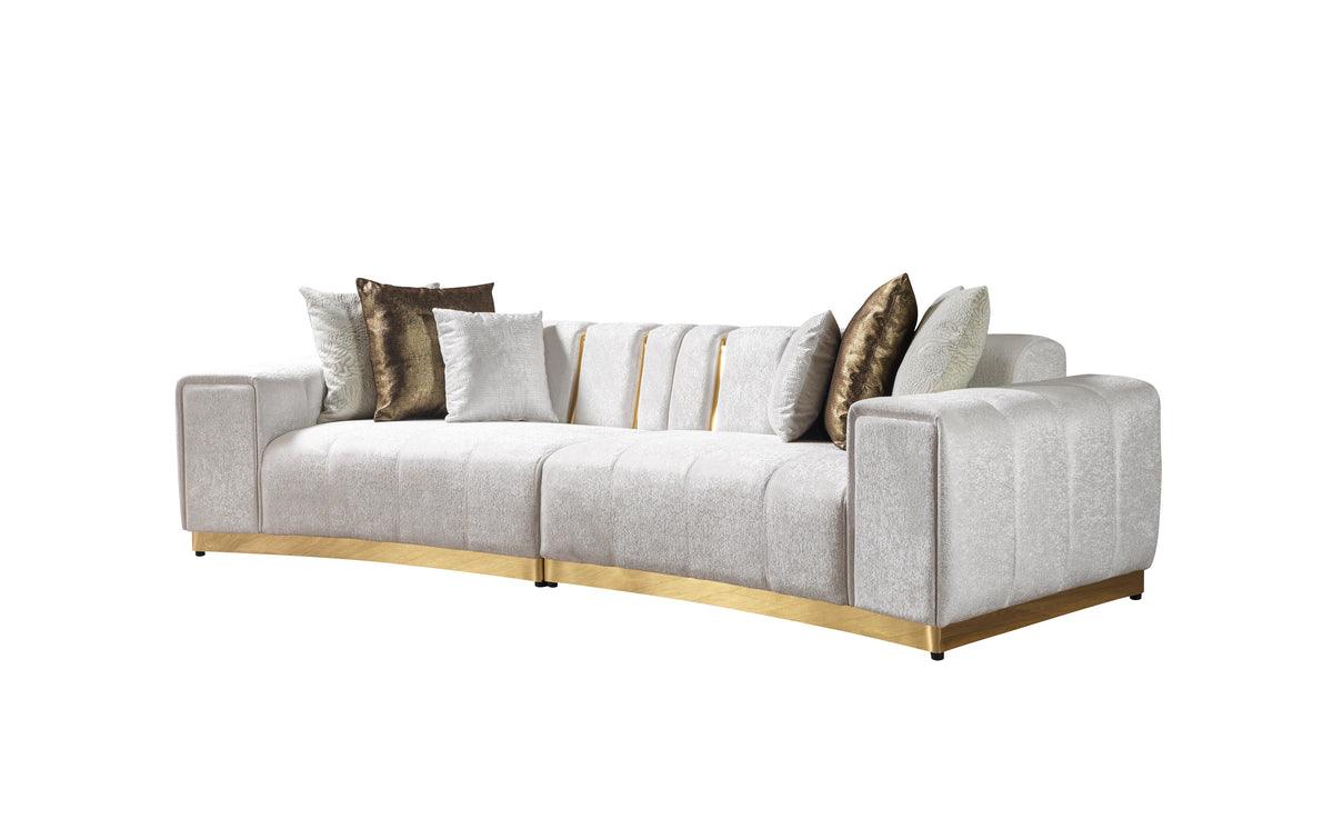 Michelle Ivory Velvet Curved Sectional sofa main angled view