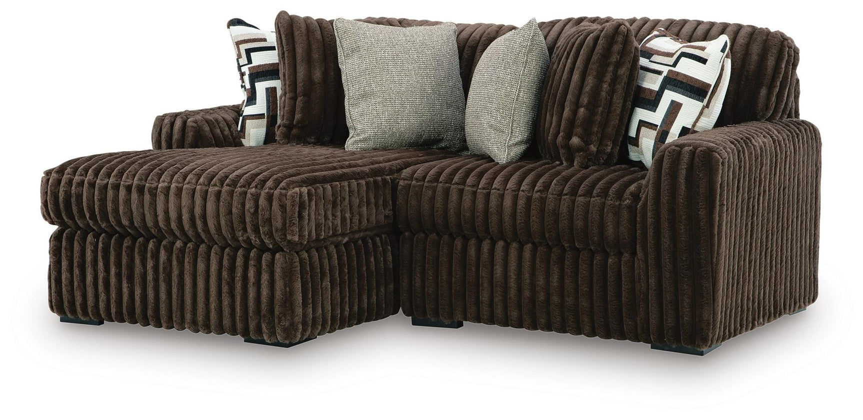 Midnight-Madness Chocolate 2-Piece Sectional with Chaise angled view