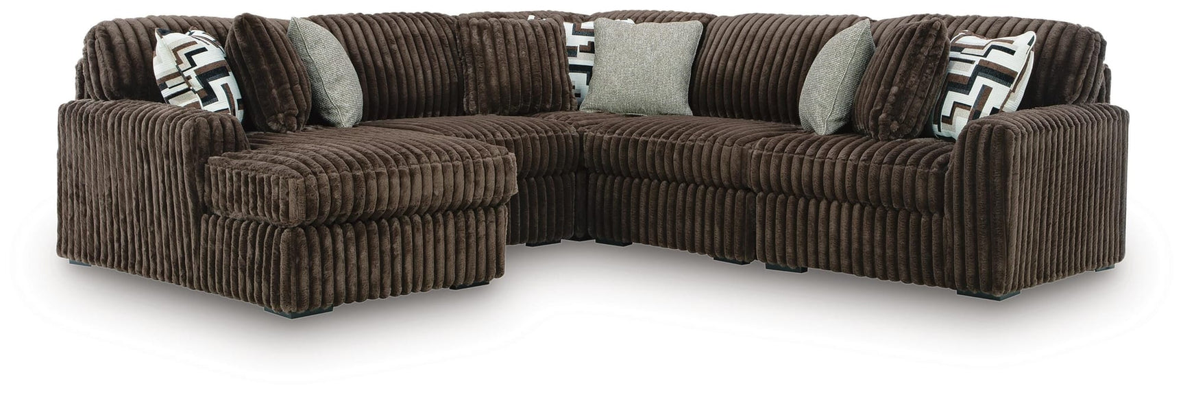 Midnight-Madness Chocolate 5-Piece Sectional with Chaise from Decor Furniture