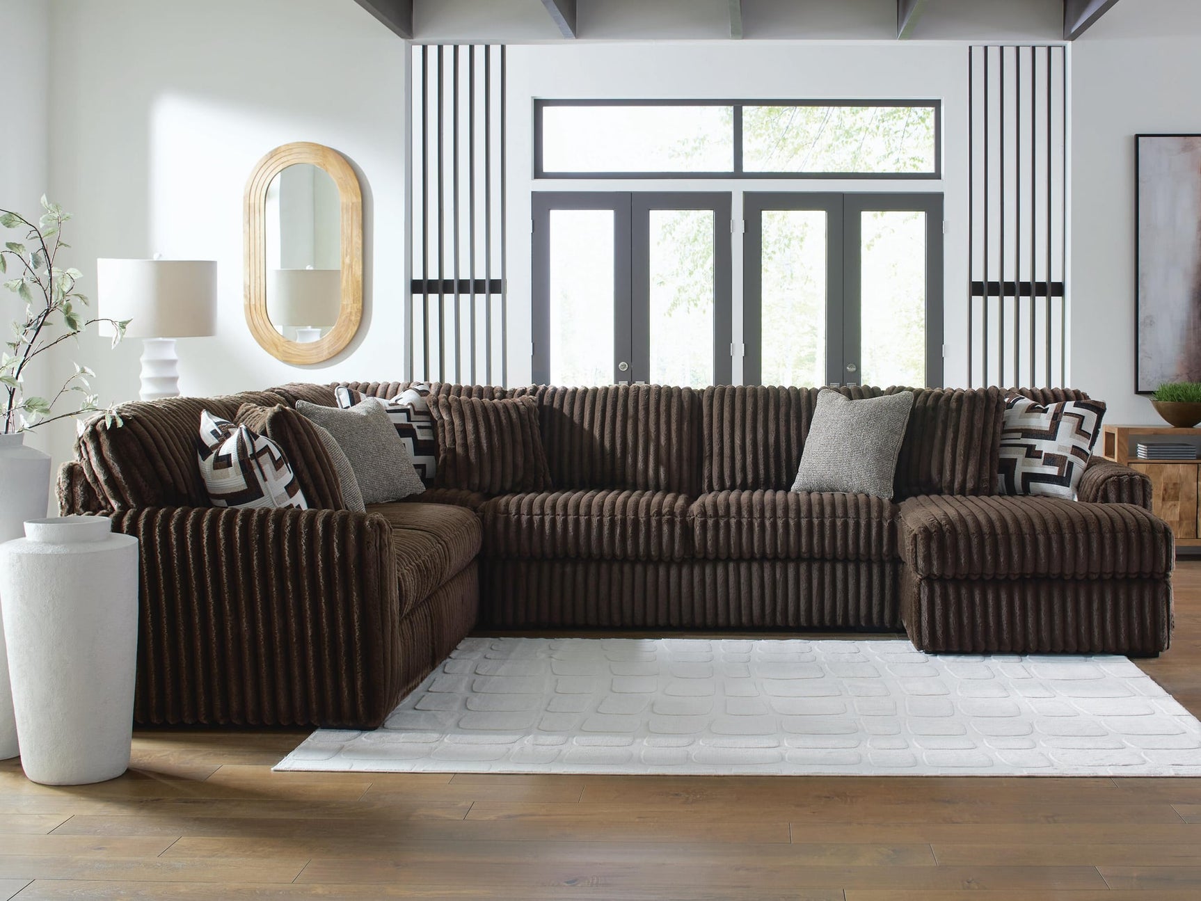 Midnight-Madness Chocolate Velvet 4-Piece Sectional with Chaise - image 1