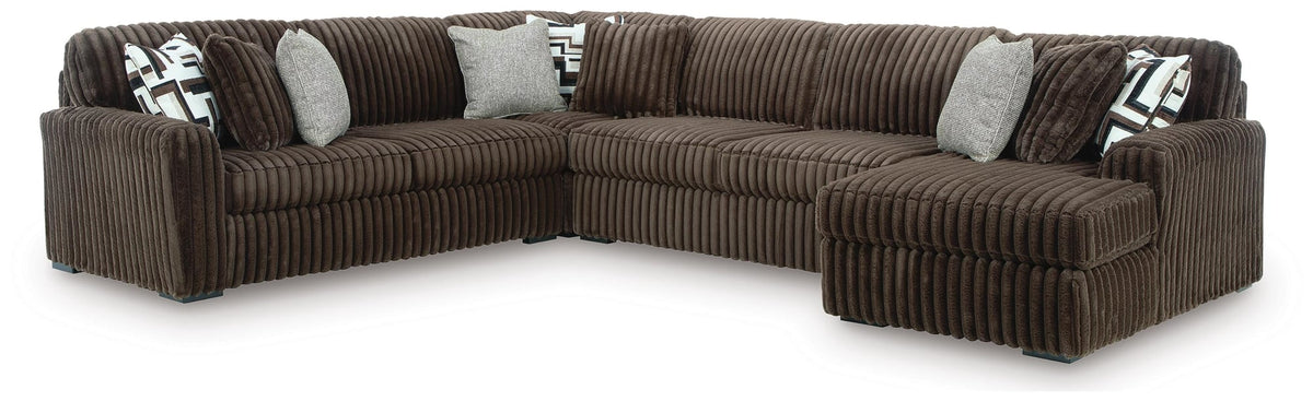 Midnight-Madness Chocolate Velvet 4-Piece Sectional with Chaise - image 2