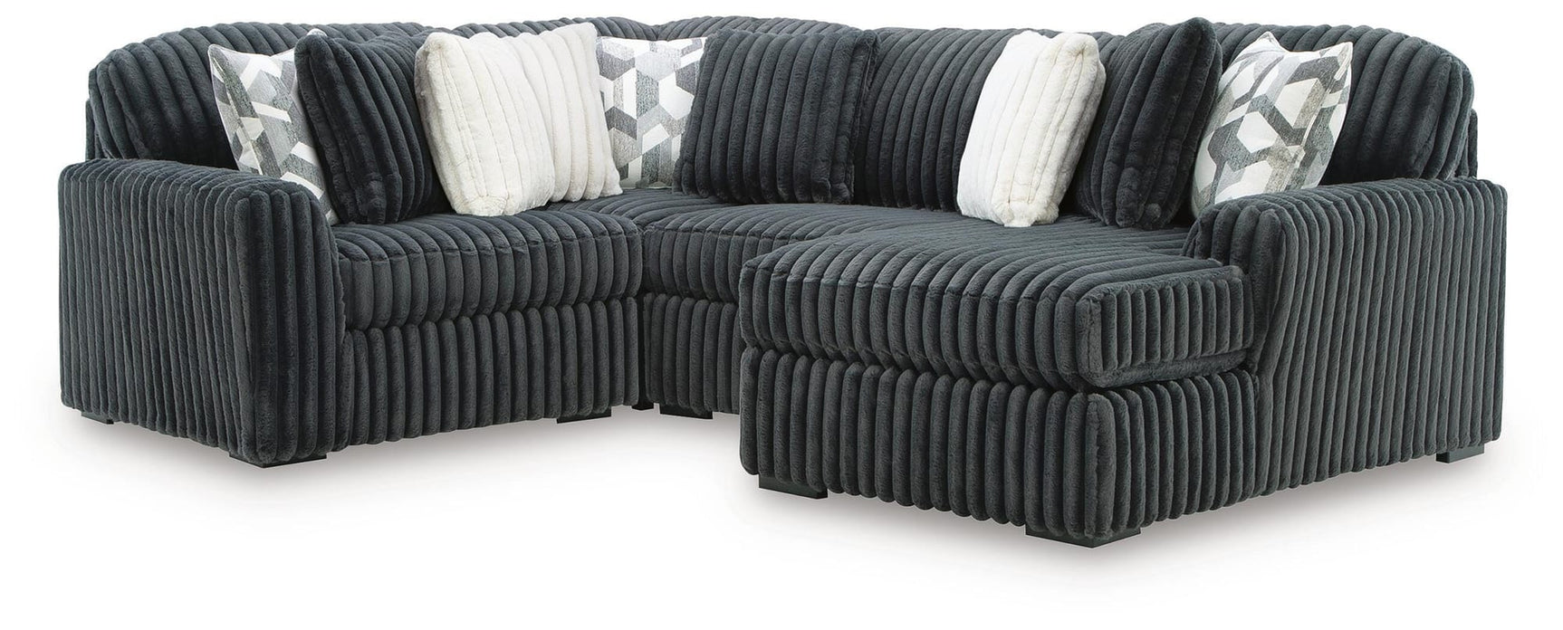 Midnight-Madness Gunmetal 4-Piece Sectional with Chaise from Decor Furniture