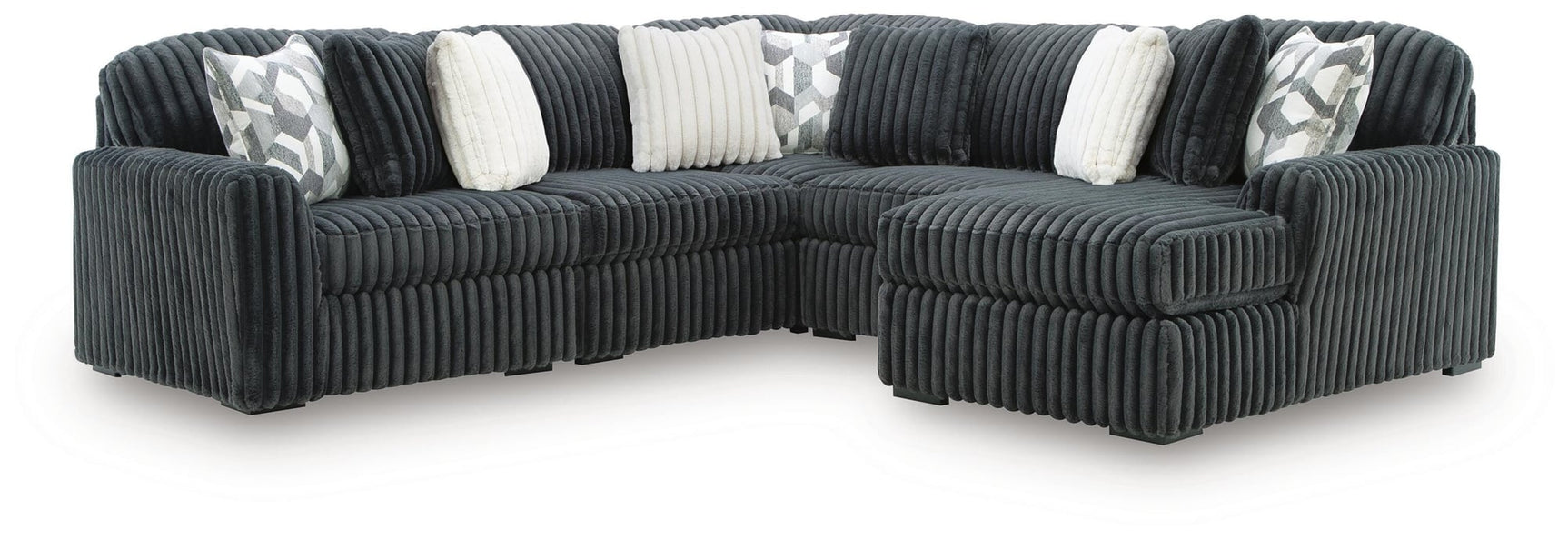 Midnight-Madness Gunmetal 5-Piece Sectional with Chaise - image 2