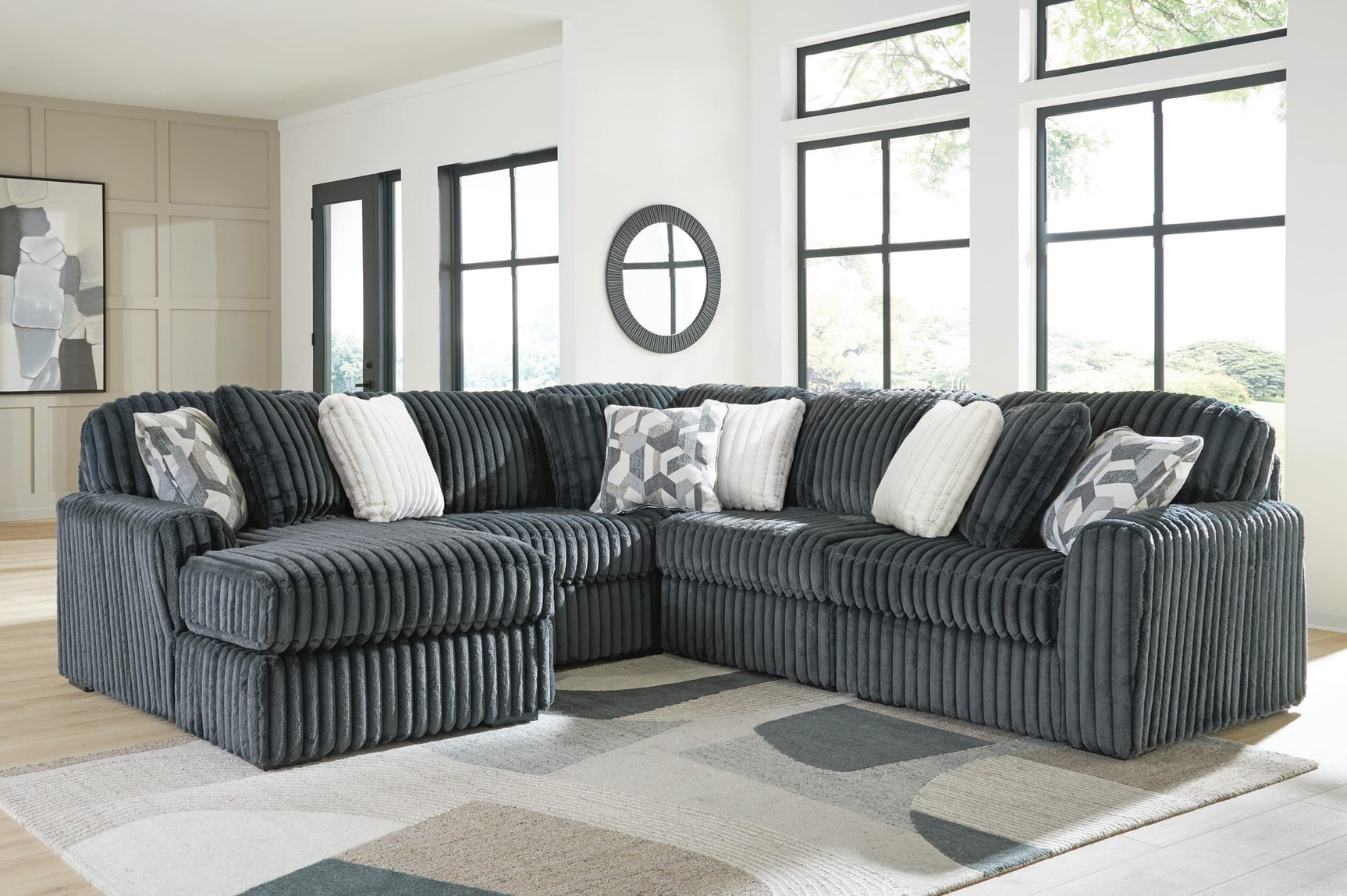 Midnight-Madness Gunmetal 5-Piece Sectional with Chaise from Decor Furniture