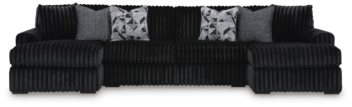 Midnight-Madness Onyx Velvet 3-Piece Sectional with Chaise - image 2
