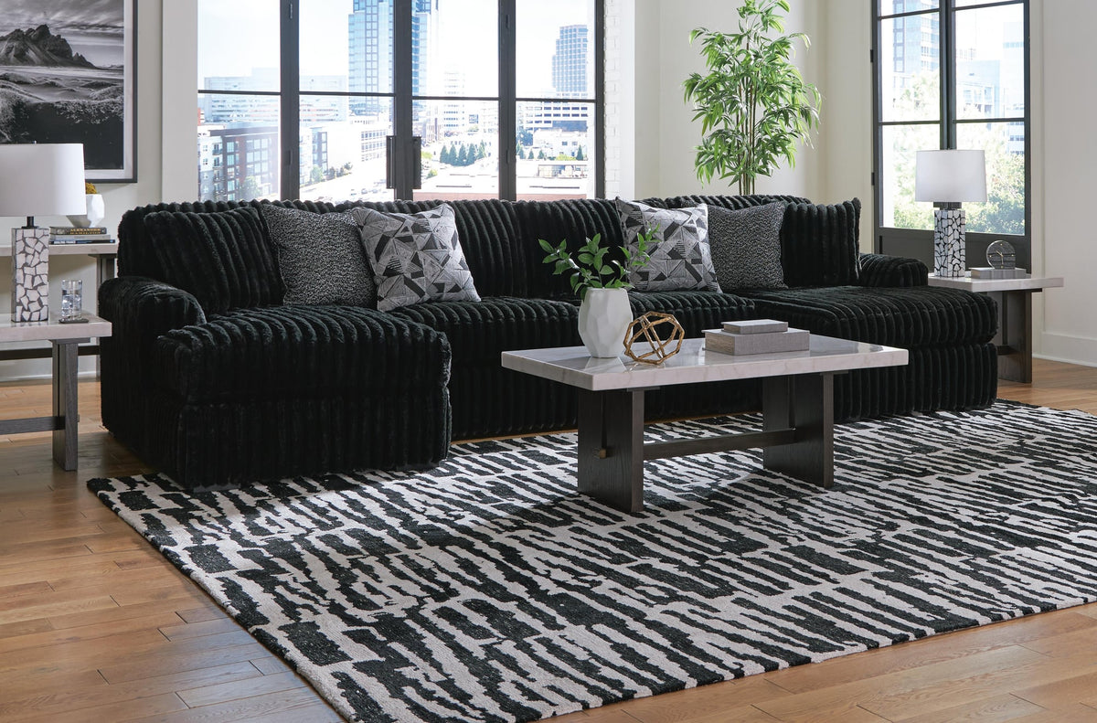 Midnight-Madness Onyx Velvet 3-Piece Sectional with Chaise - image 4