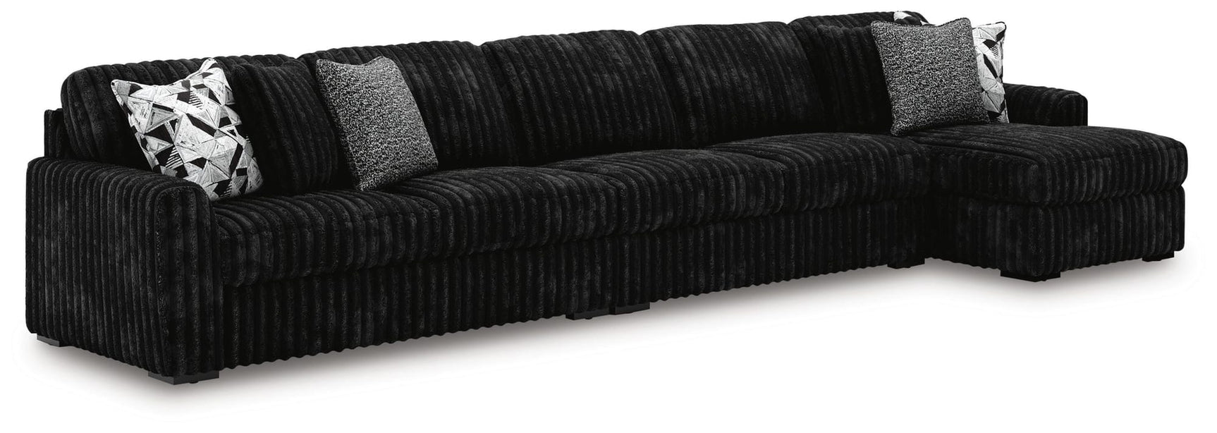 Midnight-Madness Onyx Velvet 3-Piece Sectional with Chaise view 2