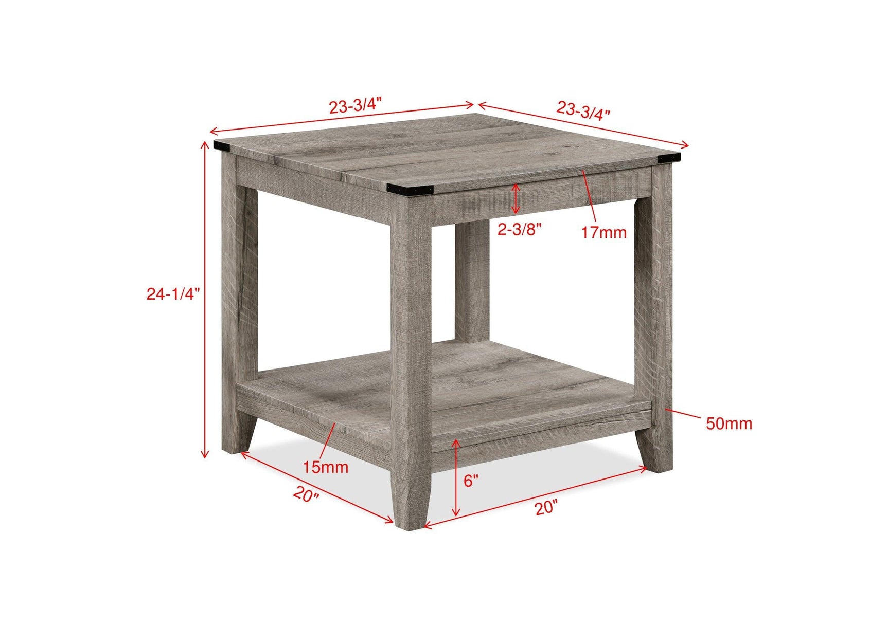 Milton light brown modern solid wood cocktail coffee table back angle
