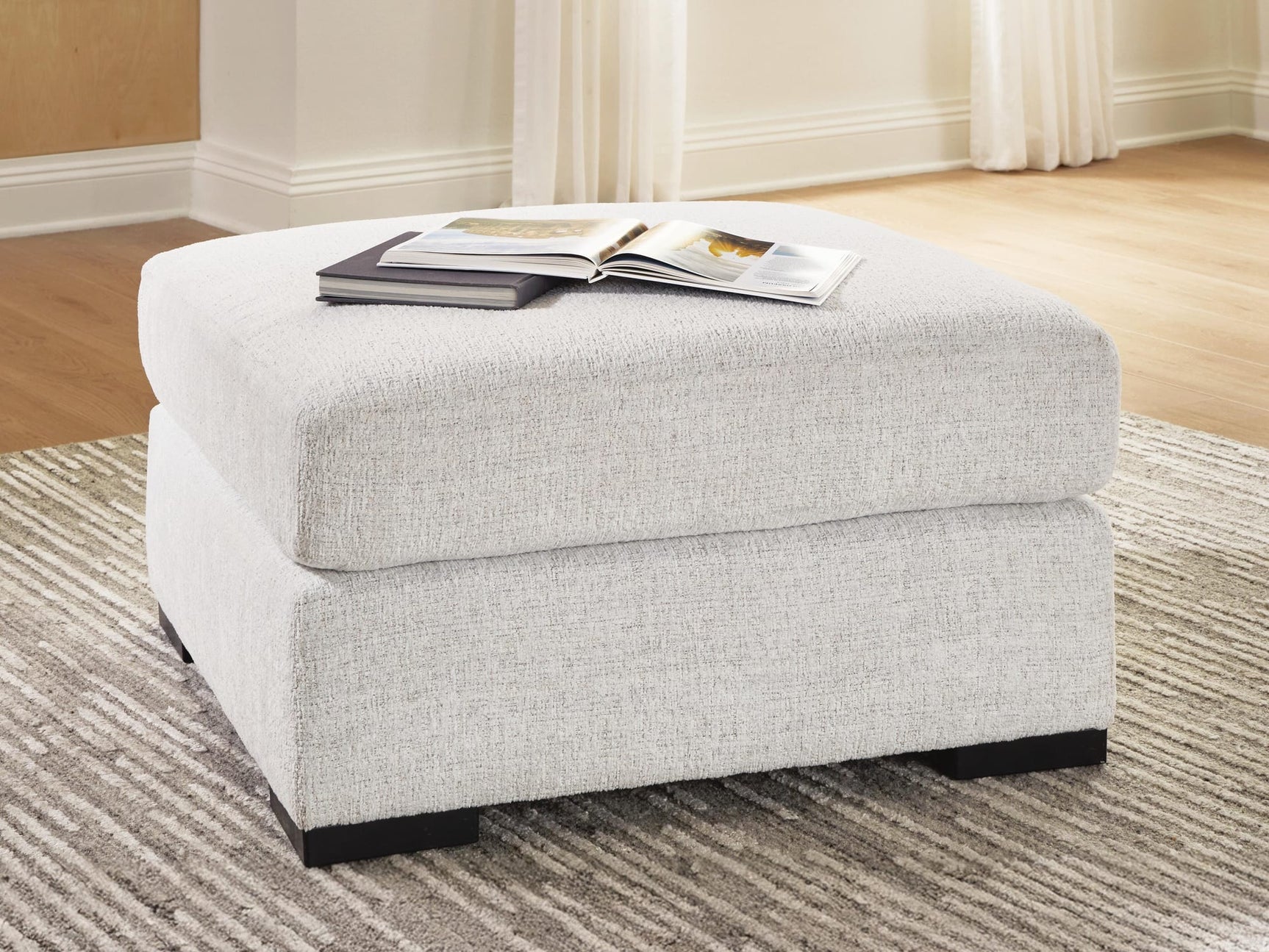 Misty-Lakes Chalk Performance Fabric,Next-Gen Nuvella™,Chenille Oversized Accent Ottoman from Decor Furniture