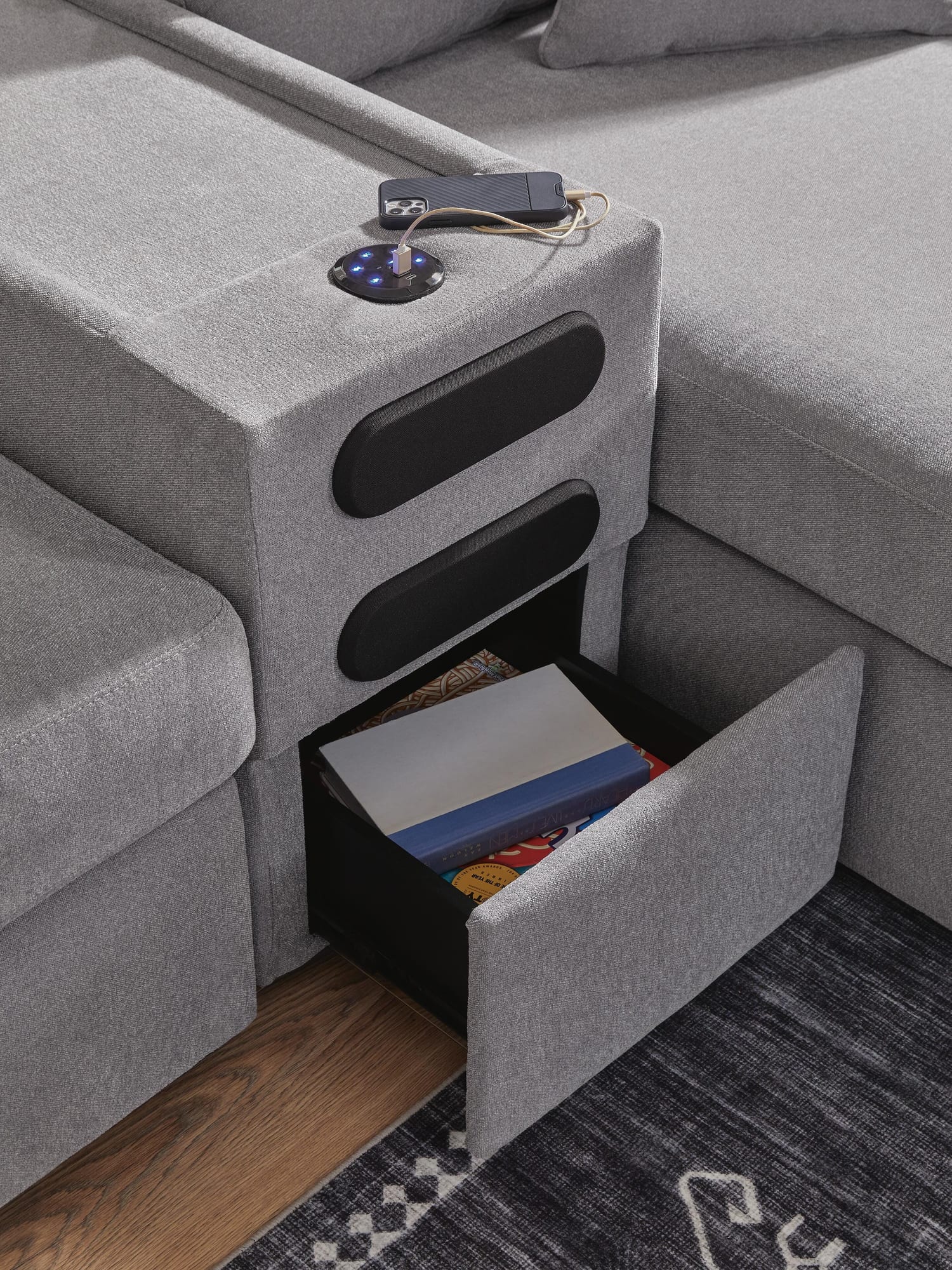 Modmax Granite Performance Fabric,Next-Gen Nuvella™ 4-Piece Sectional with Chaise detail view