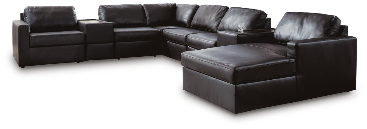 Modmax II Black Leather 8-Piece Sectional with Chaise and Storage Consoles - image 2