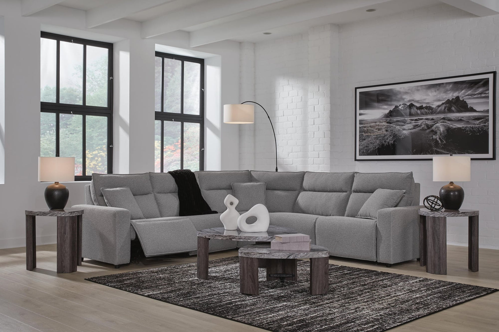 Modmax II Salt and Pepper Next-Gen Nuvella™ 5-Piece Power Reclining Sectional - image 3